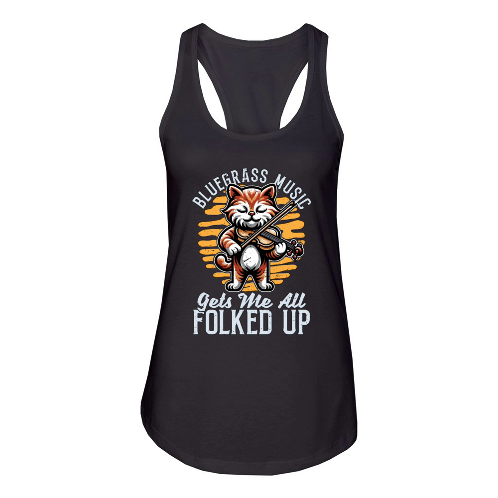 Fiddle Bluegrass Music Gets Me String Instrument Women's Racerback Tank