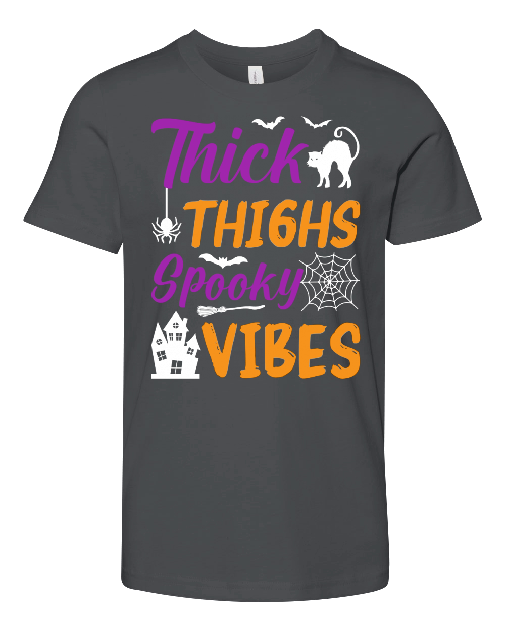 140. Thick Thighs Spooky Vibes Youth Unisex Jersey Tee