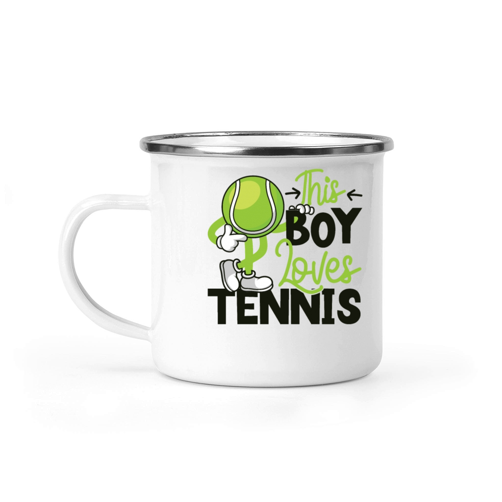 Funny Tennis Player Racket Boy Camping Mug