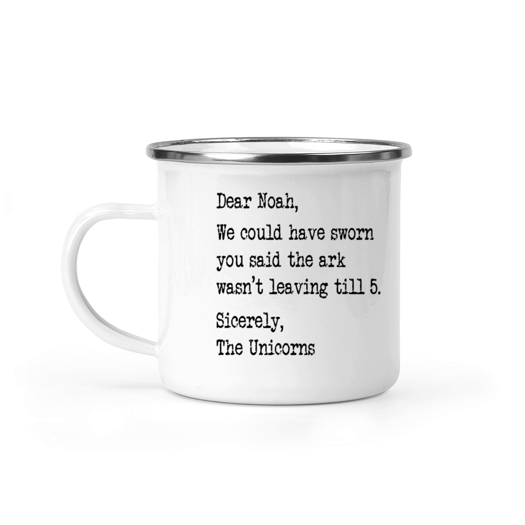 Quirky Noah and the Unicorns Funny Quote Camping Mug