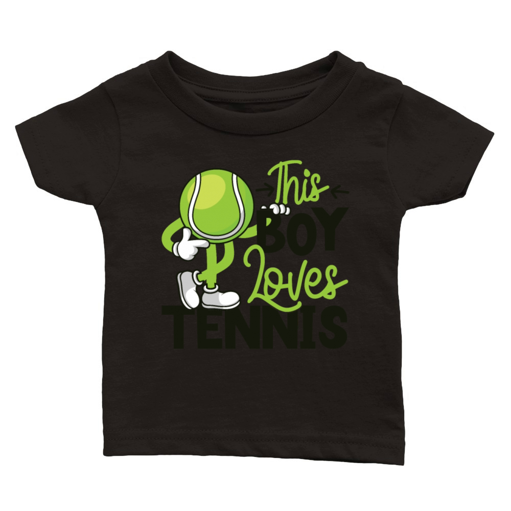 Funny Tennis Player Racket Boy Classic Baby Crewneck T-shirt