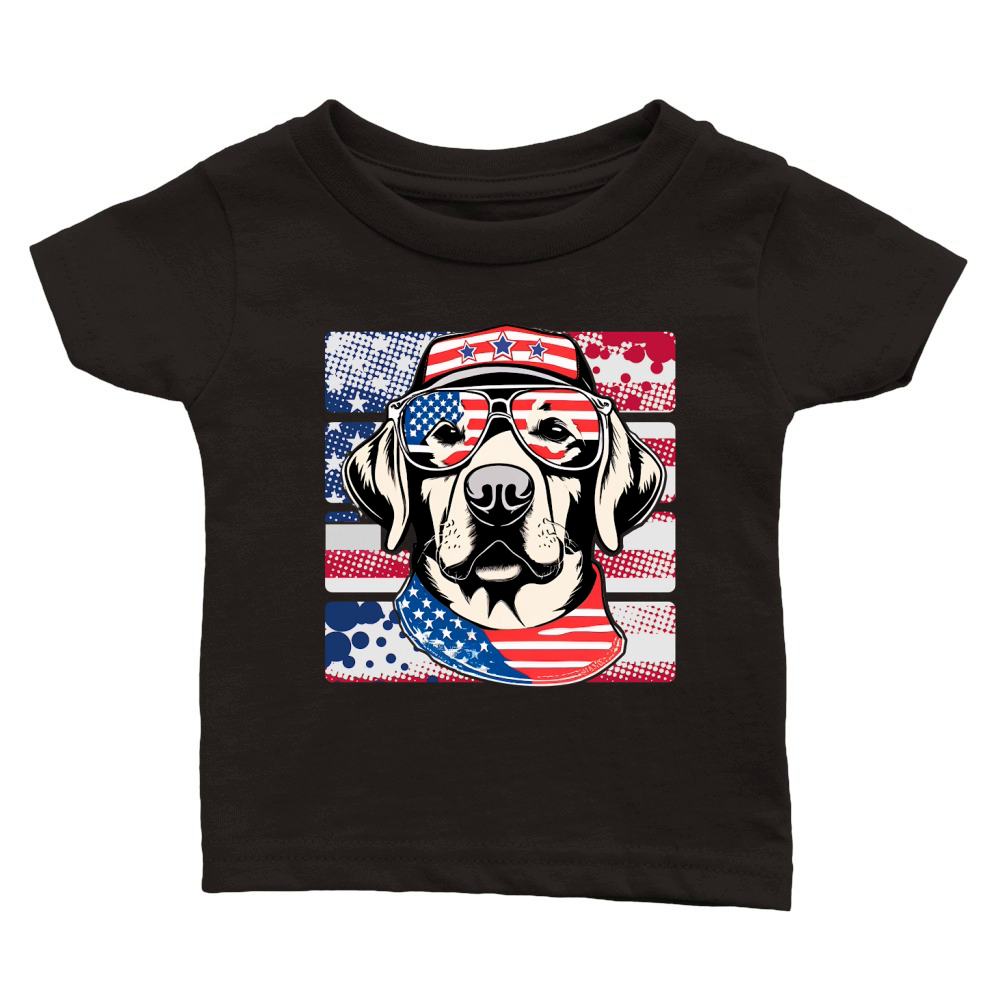 Happy 4th Of July Labrador Dogs Independence Day Classic Baby Crewneck T-shirt