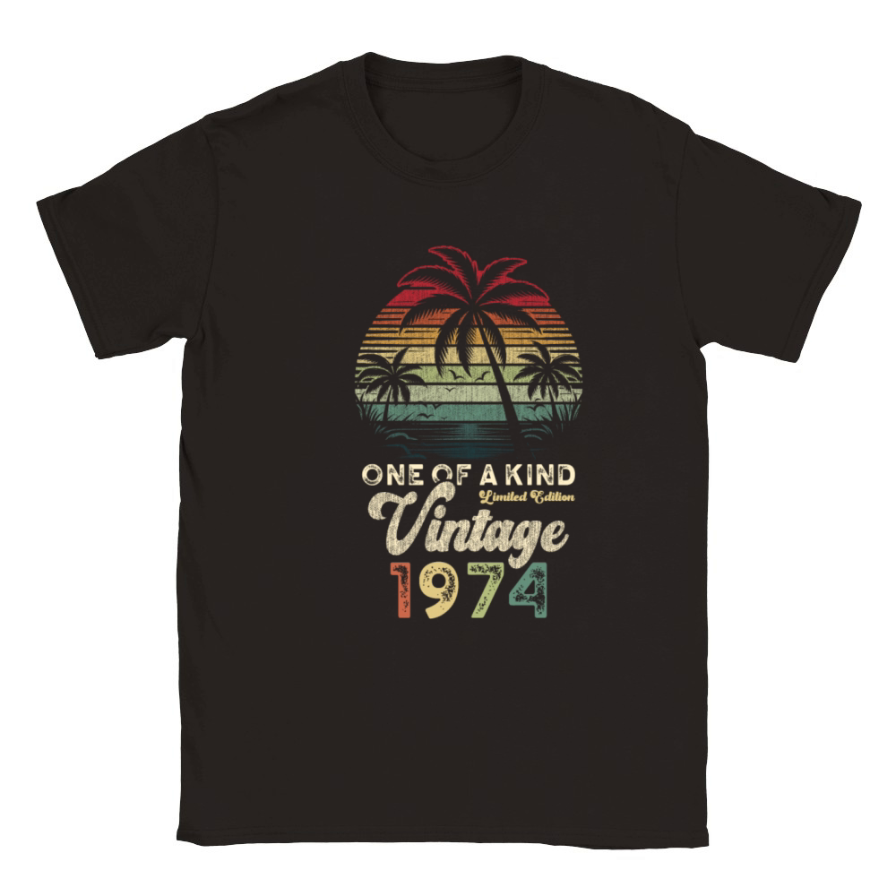 Vintage 1974 Birthday Palm Trees Classic Kids Crewneck T-shirt
