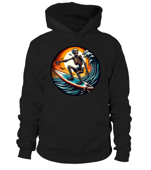 Vintage Surfing Skeleton Shirt Halloween Surfboard Hoodie Unisex