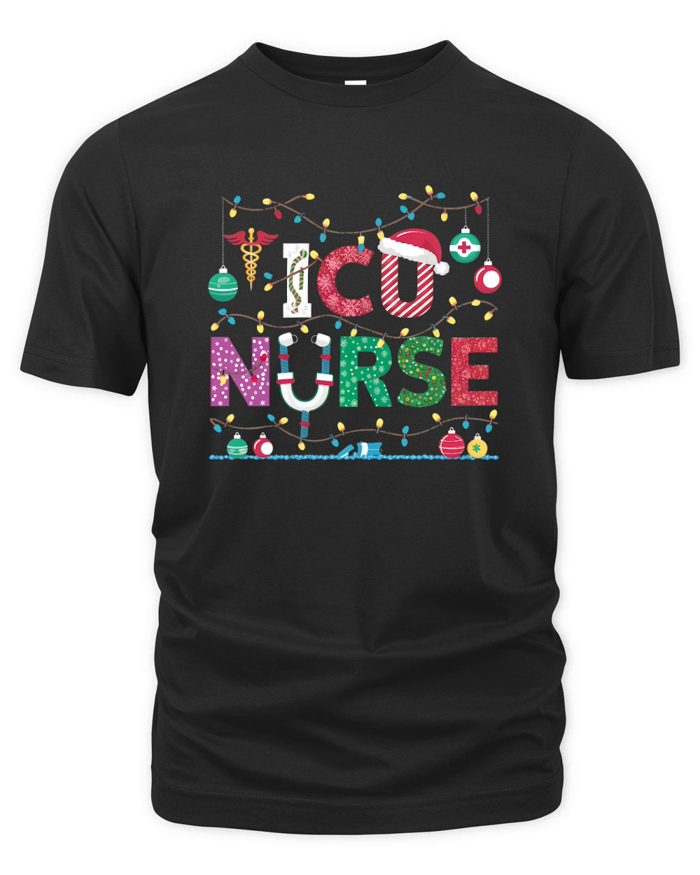 ICU Nurse Christmas Organic Unisex T-shirt