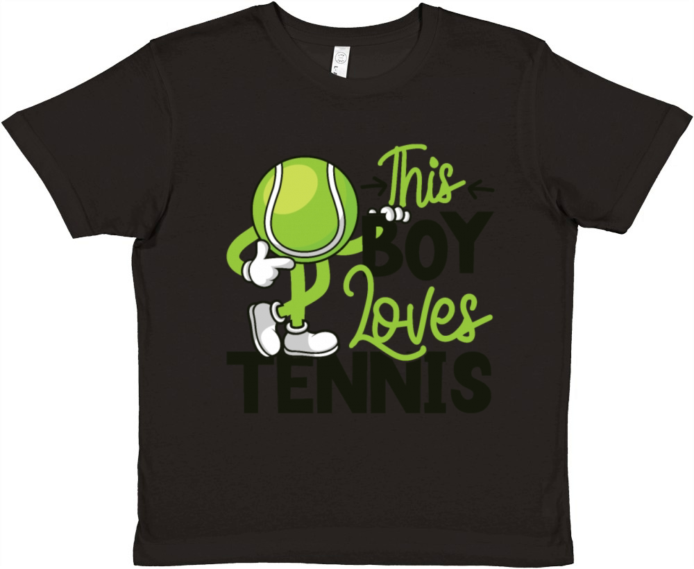 Funny Tennis Player Racket Boy Premium Kids Crewneck T-shirt