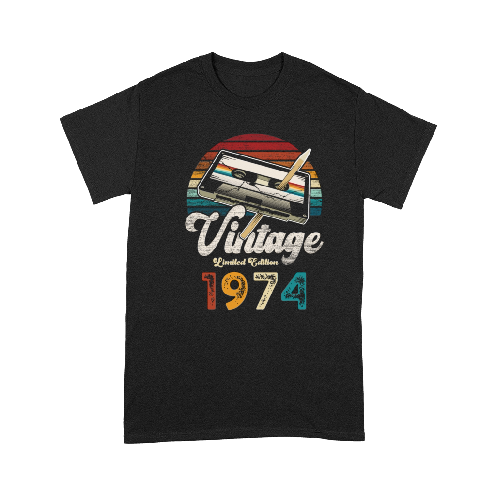 Vintage 1974 Birthday Cassette Pencil Premium T-shirt