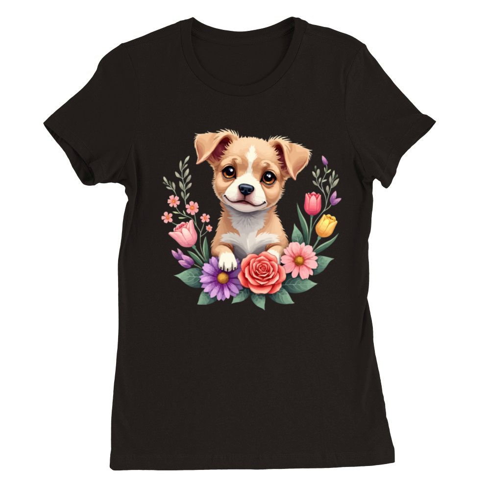Peace Love Dogs Floral Dog Paw Dog Mom Cute Mother Premium Womens Crewneck T-shirt