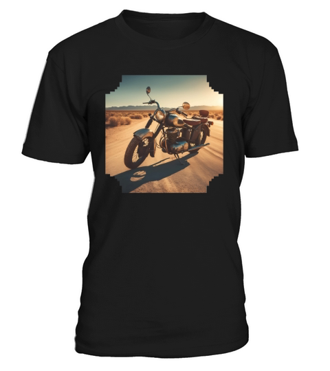 A vintage motorcycle parked on a desert road T-Shirt Unisex