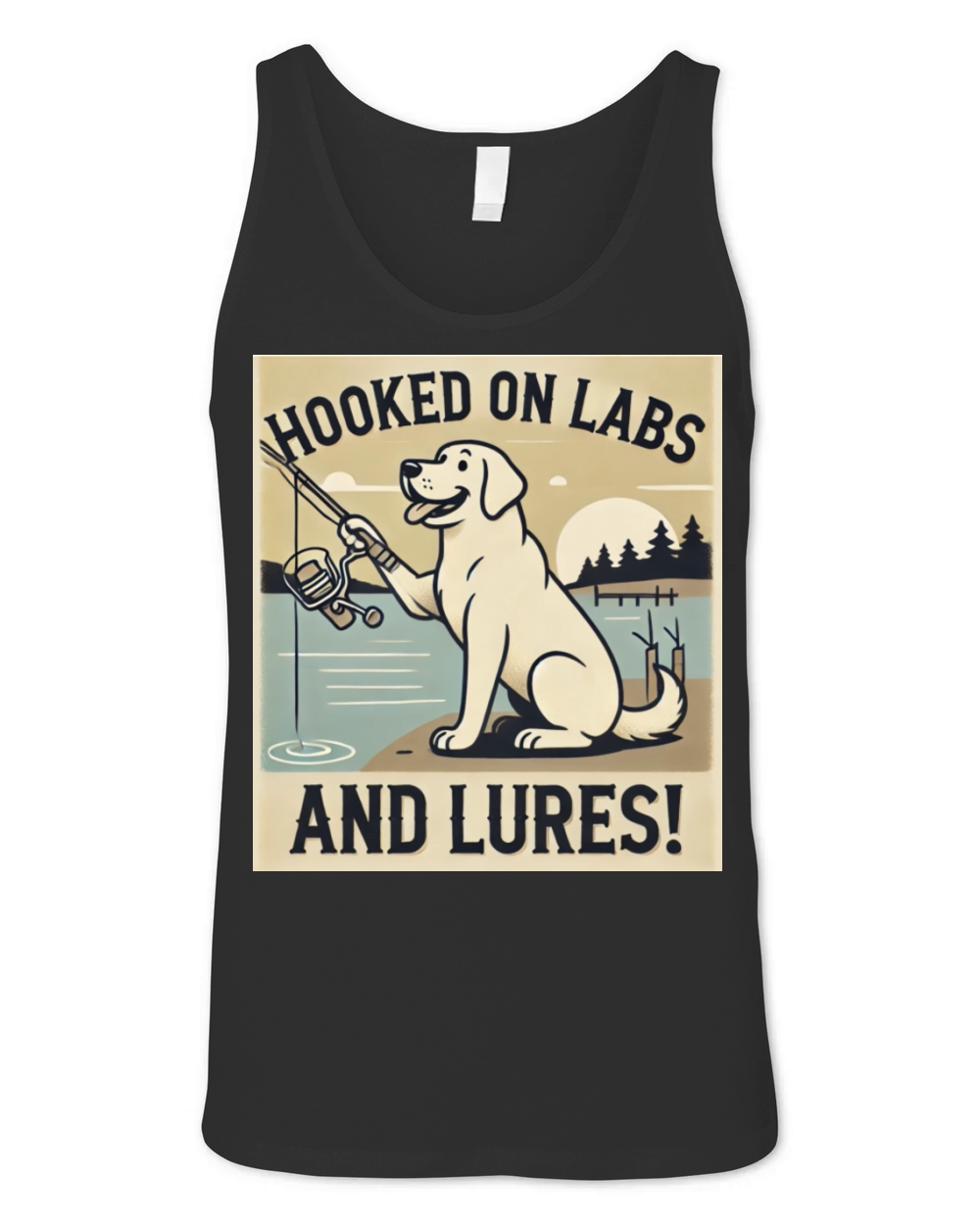 Hooked on Labs and Lures Unisex Jersey Tank