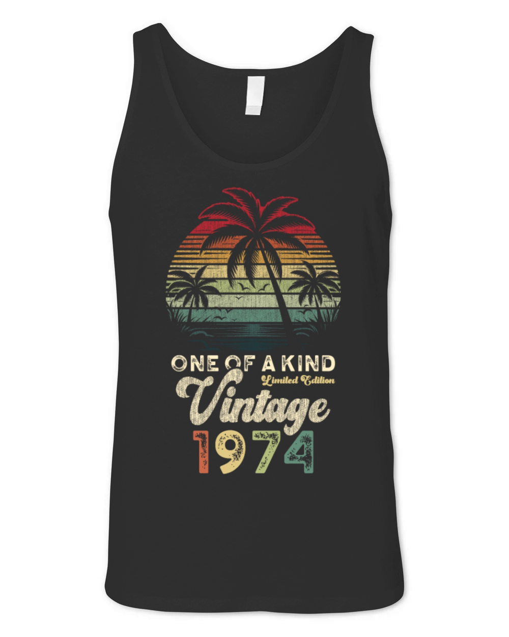 Vintage 1974 Birthday Palm Trees Unisex Jersey Tank