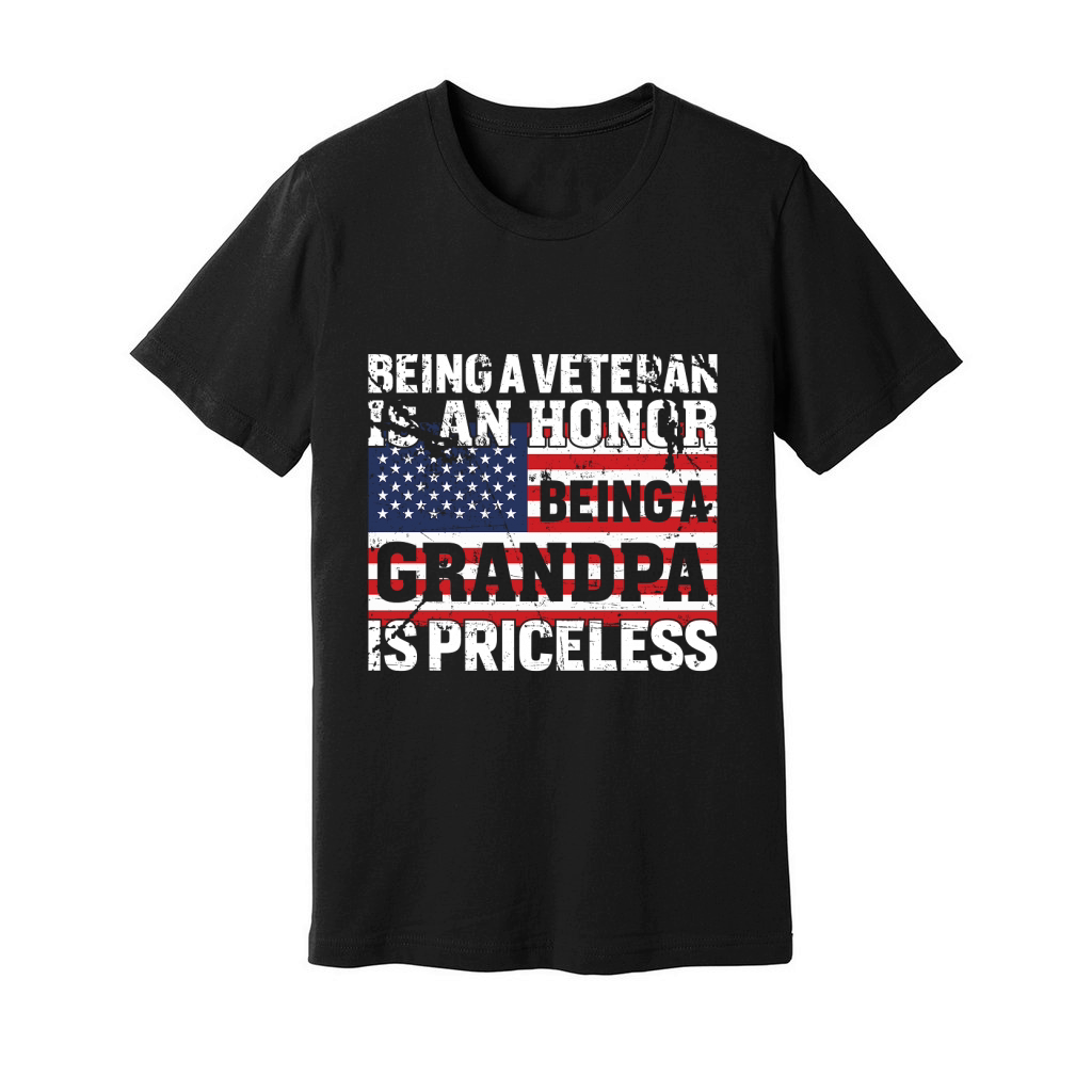 Being a veteran is an honor Being a grandpa is priceless Unisex Jersey Tee