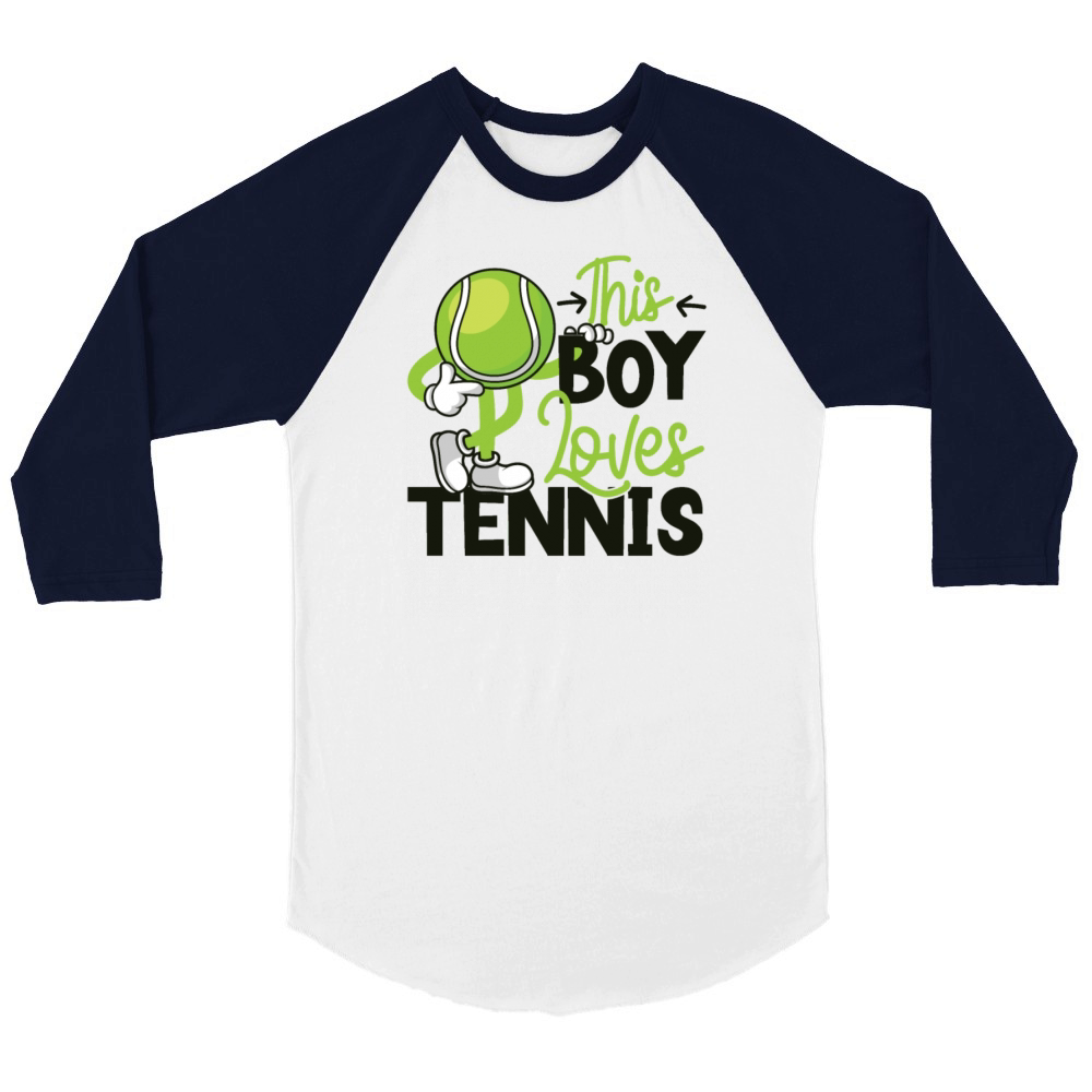 Funny Tennis Player Racket Boy Unisex ¾ sleeve Raglan T-shirt