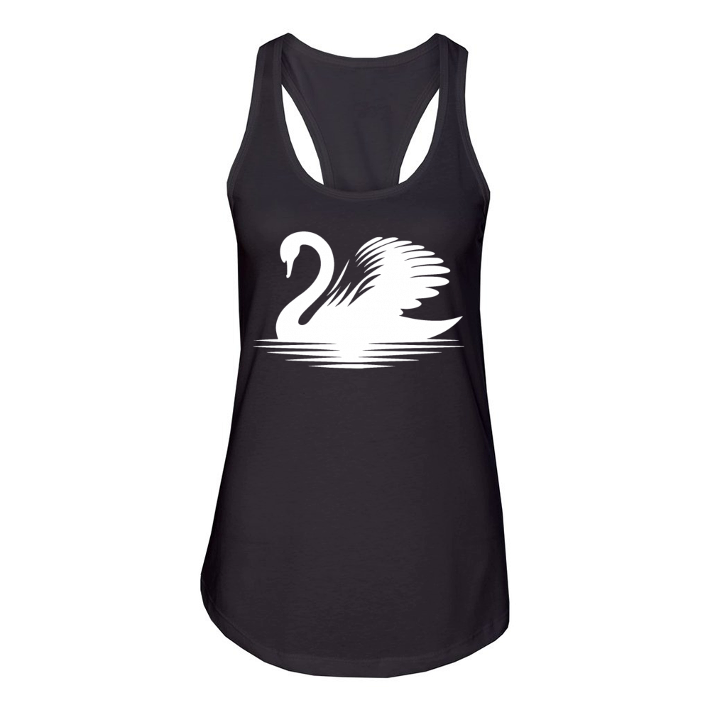 Elegant Swan Silhouette Beautiful Portrait Women's Racerback Tank