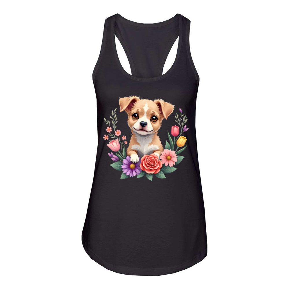 Peace Love Dogs Floral Dog Paw Dog Mom Cute Mother Women's Racerback Tank