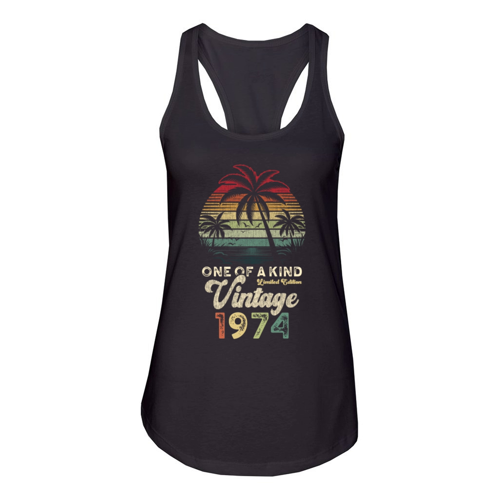 Vintage 1974 Birthday Palm Trees Women's Racerback Tank