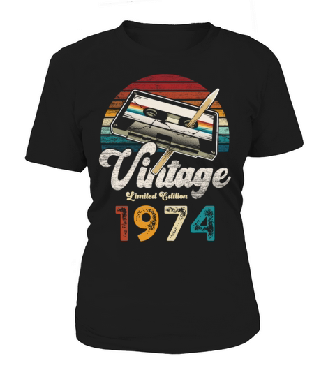 Vintage 1974 Birthday Cassette Pencil Women's T-Shirt