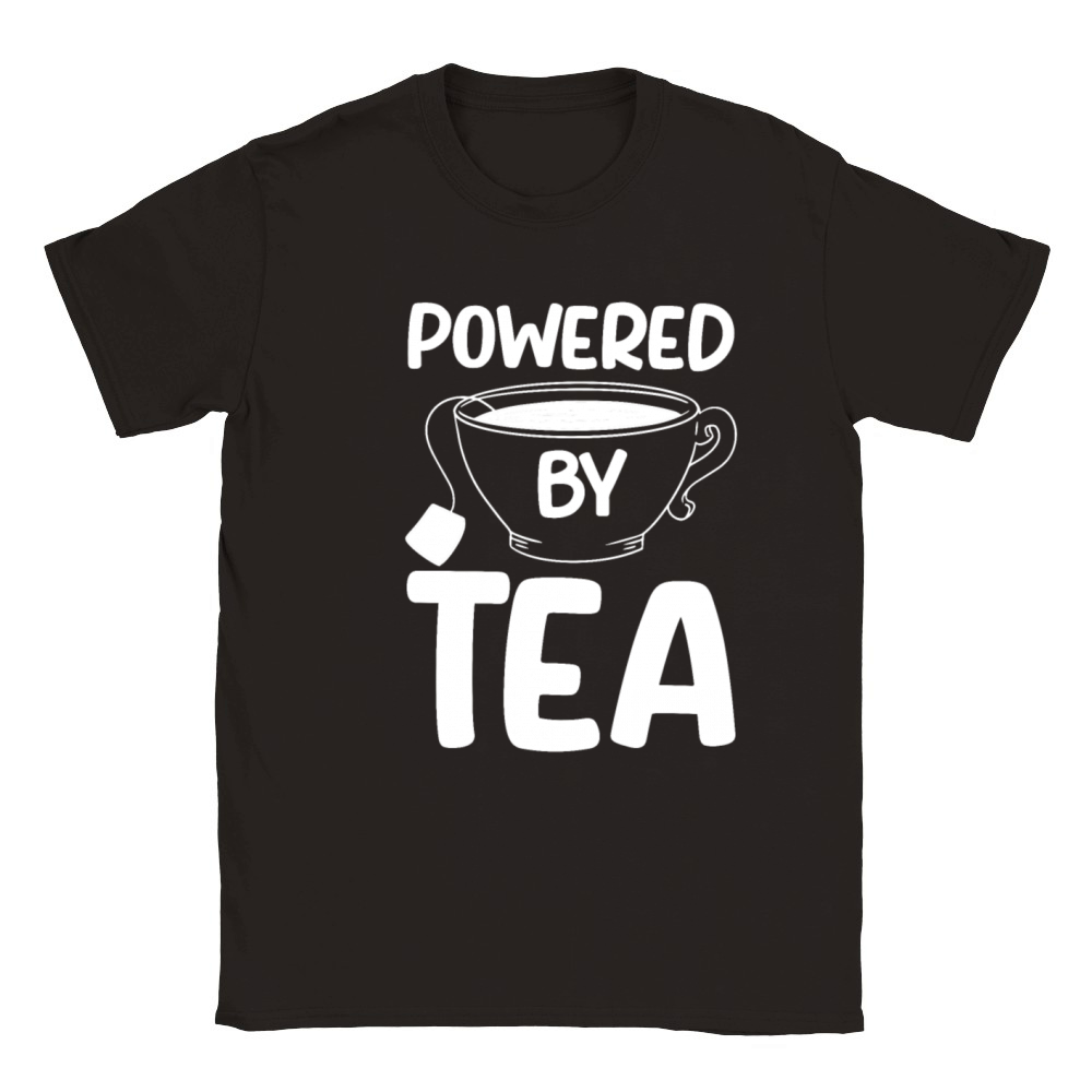 Tea Lover Tea Drinker Quotes Powered By Tea Classic Kids Crewneck T-shirt