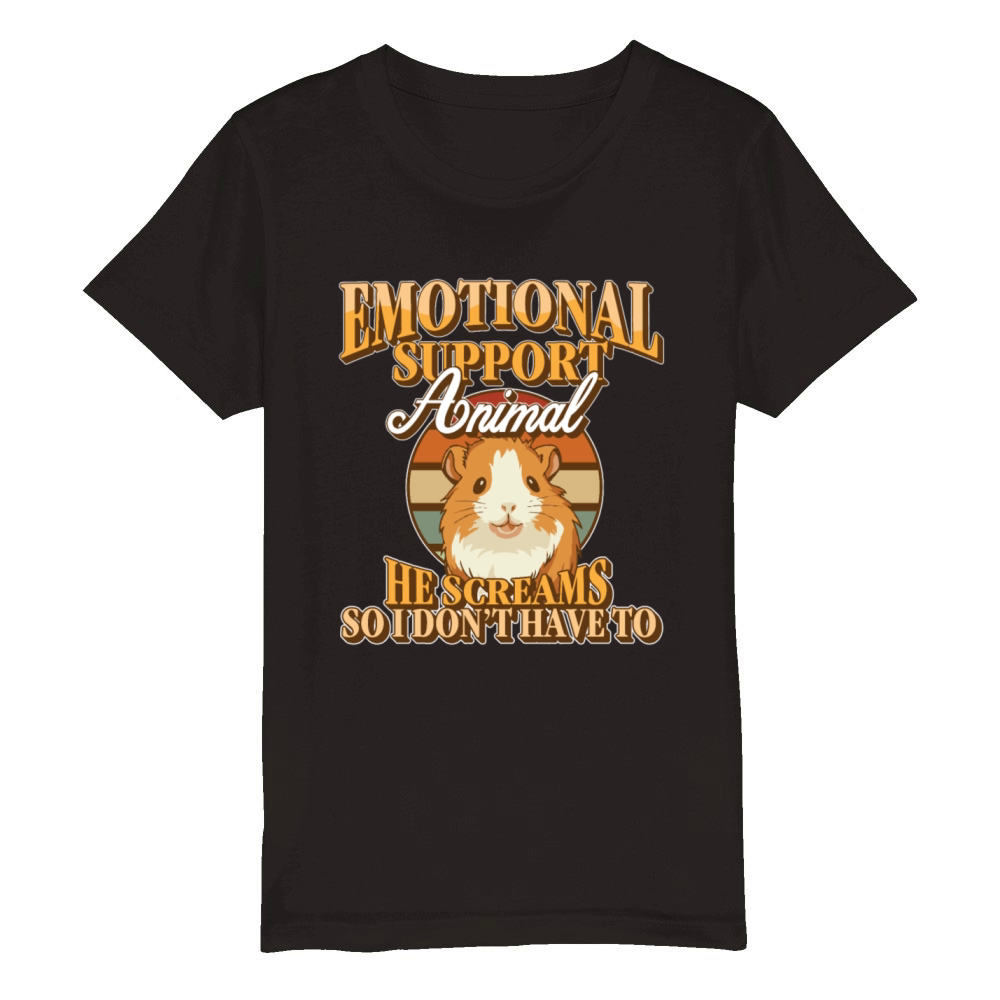 Emotional Support Animal He Screams Guinea Pig Organic Kids Crewneck T-shirt