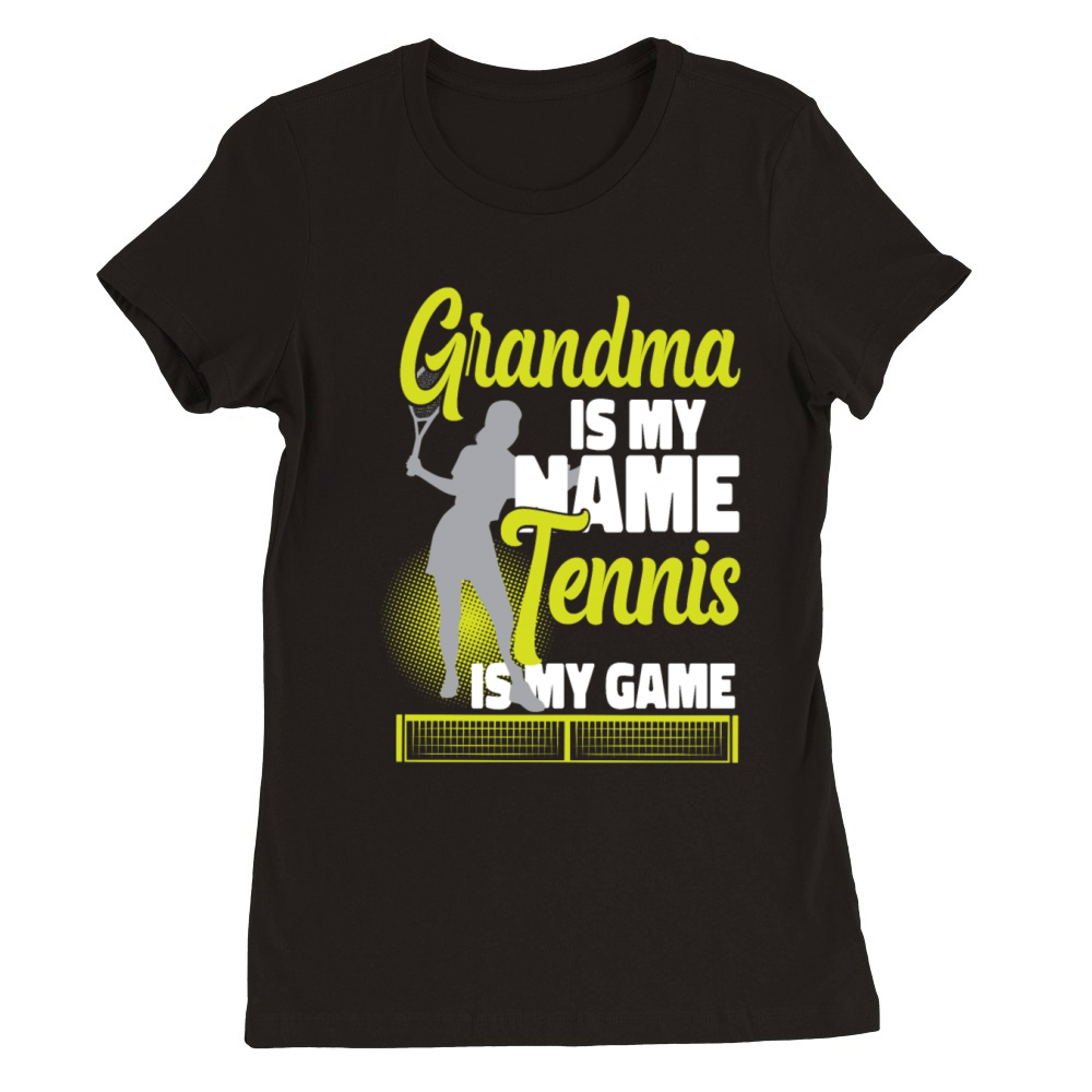 Funny Tennis Player Racket Grandma Premium Womens Crewneck T-shirt