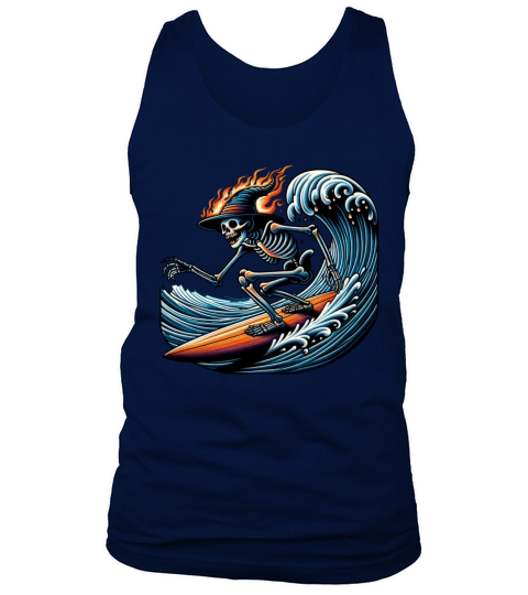 Vintage Surfing Skeleton Shirt Halloween Surfboard Tank Top Unisex