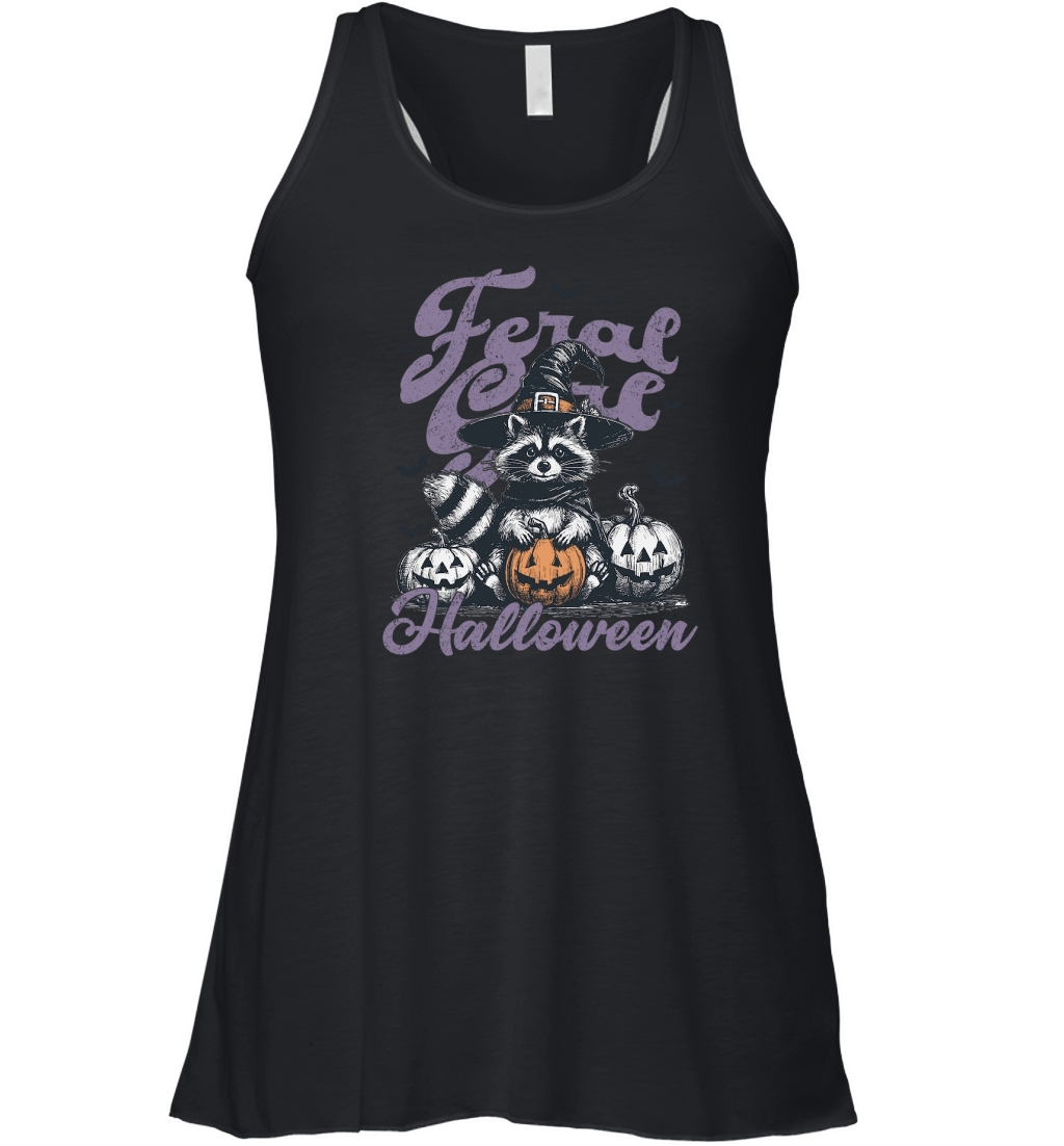 Feral Girl Halloween Raccoon Pumpkin v2 Women's Flowy Tank Top
