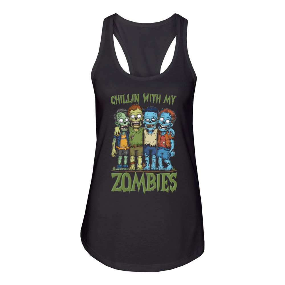CHILLIN WITH MY ZOMBIES Women's Racerback Tank