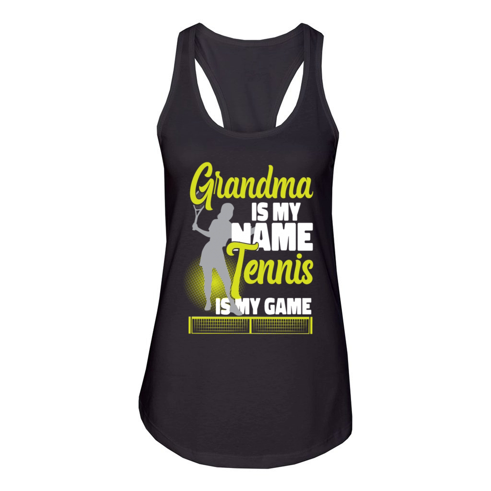 Funny Tennis Player Racket Grandma Women's Racerback Tank