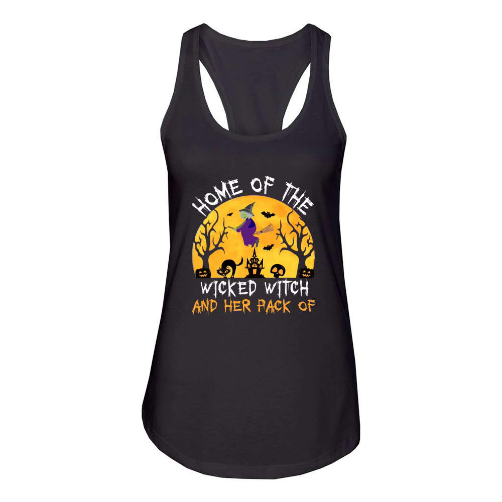 home of the wicked witch and her pack of Women's Racerback Tank