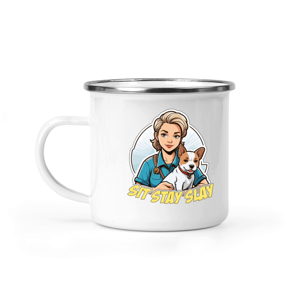 Dog Trainer Sit Stay Slay Loves Agility Training Camping Mug