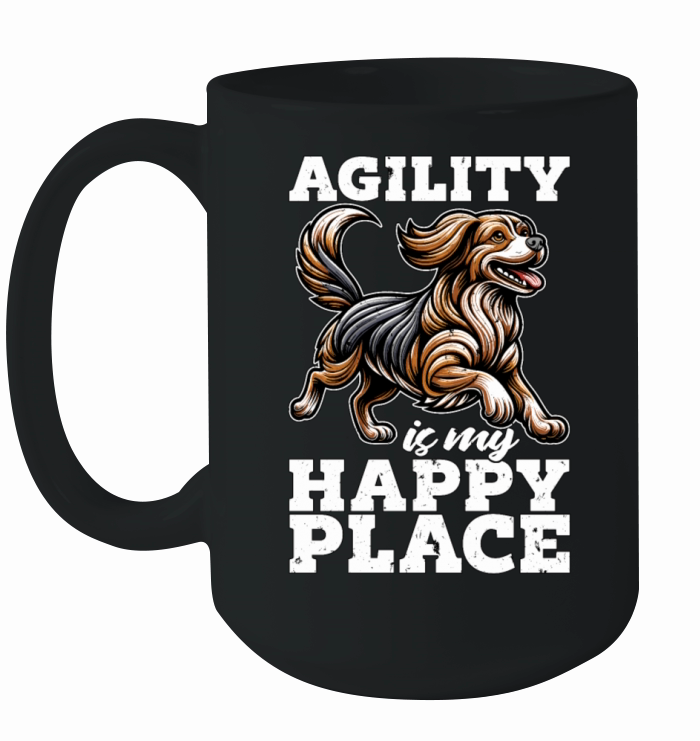 Dog Agility Is My Happy Place Loves Agility Sport Ceramic Mug