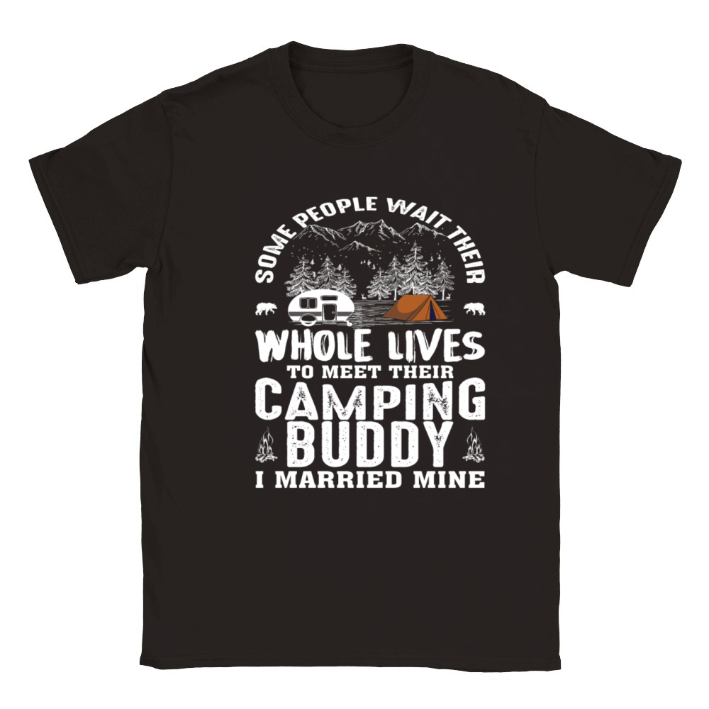 Vintage Mountains Camping Buddy Married Mine Classic Kids Crewneck T-shirt