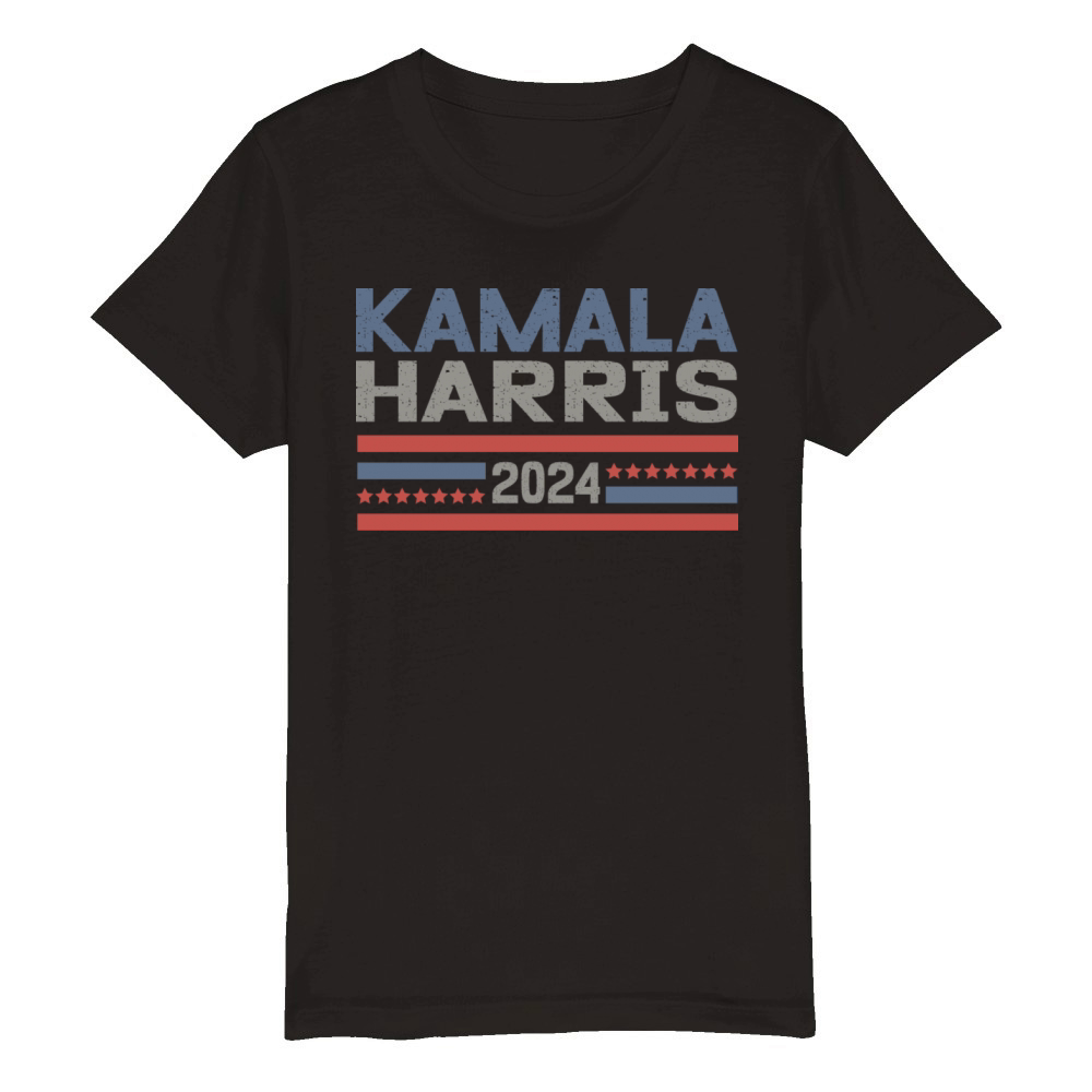 Kamala Harris 2024 Vintage Blue Red Black T-Shirt Organic Kids Crewneck T-shirt
