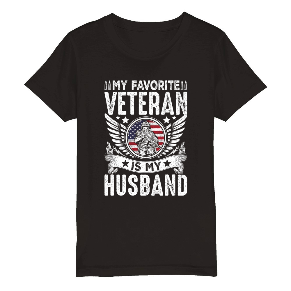 My Favorite Veteran Is My Husband Organic Kids Crewneck T-shirt