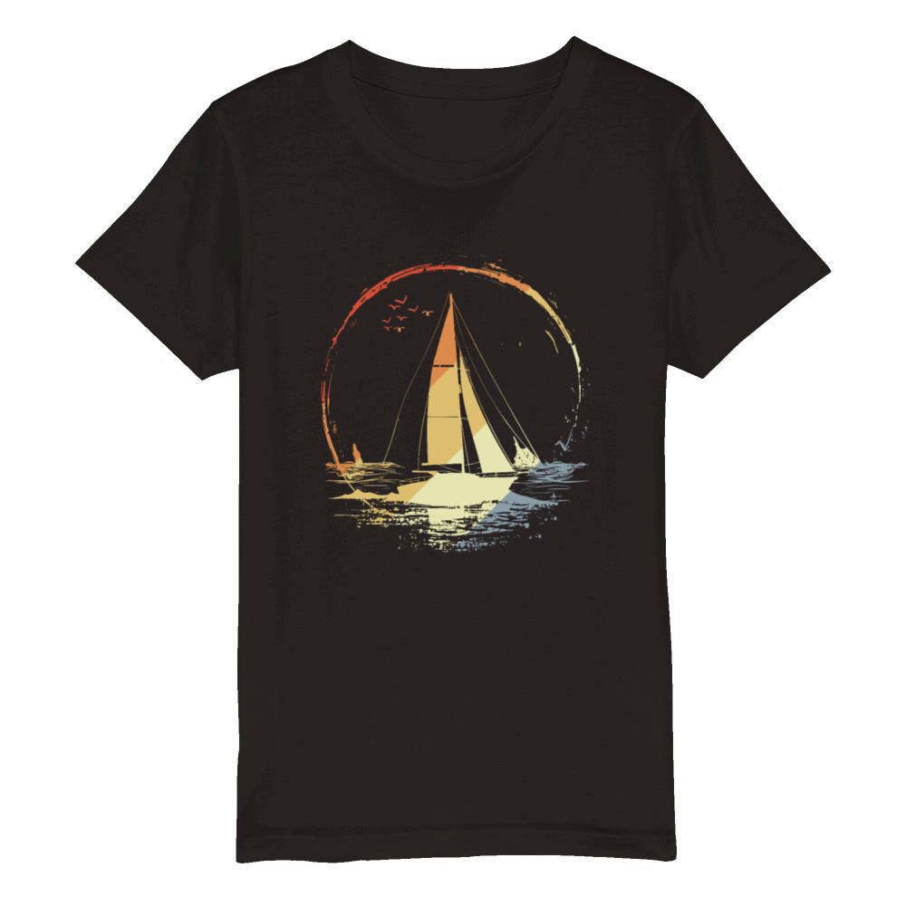 Vintage Sailing Organic Kids Crewneck T-shirt