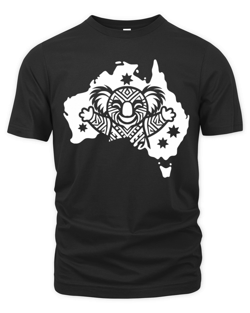 Happy Australian Koala Continent Tattoo Style Organic Unisex T-shirt