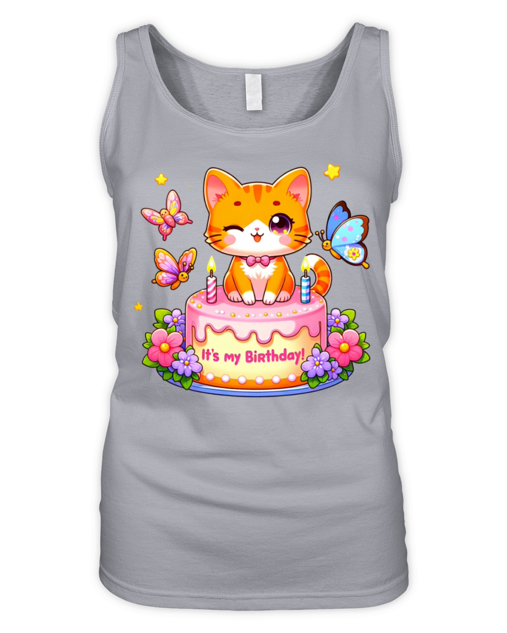Its My Birthday Cute Orange Cat Birthday Organic Women's Tank Top