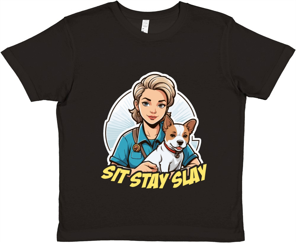 Dog Trainer Sit Stay Slay Loves Agility Training Premium Kids Crewneck T-shirt