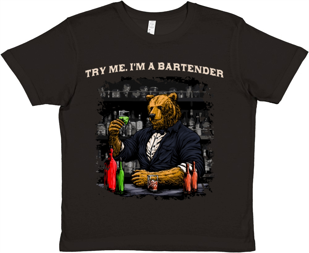 Try Me Im a Bartender Funny Bartending Humor Mixol Premium Kids Crewneck T-shirt