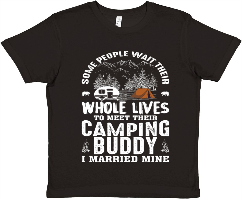Vintage Mountains Camping Buddy Married Mine Premium Kids Crewneck T-shirt