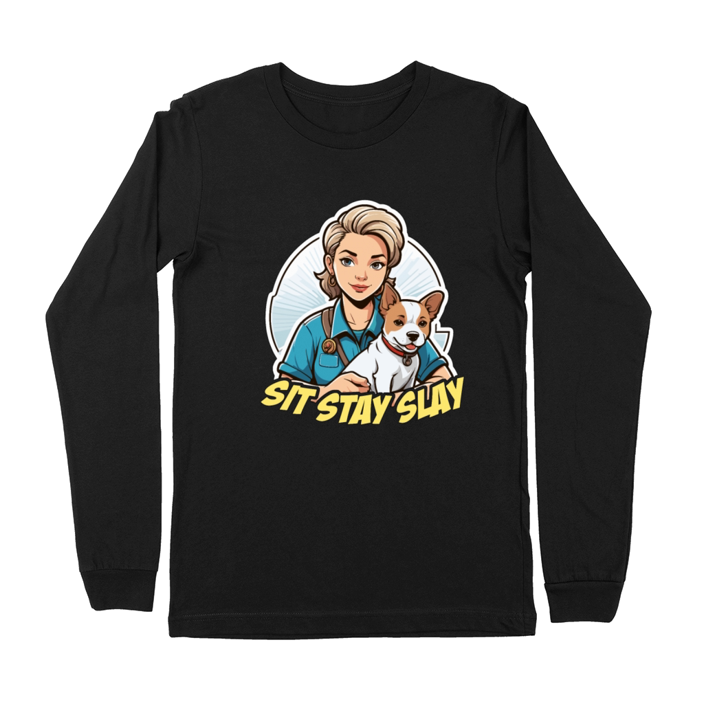 Dog Trainer Sit Stay Slay Loves Agility Training Premium Long Sleeve