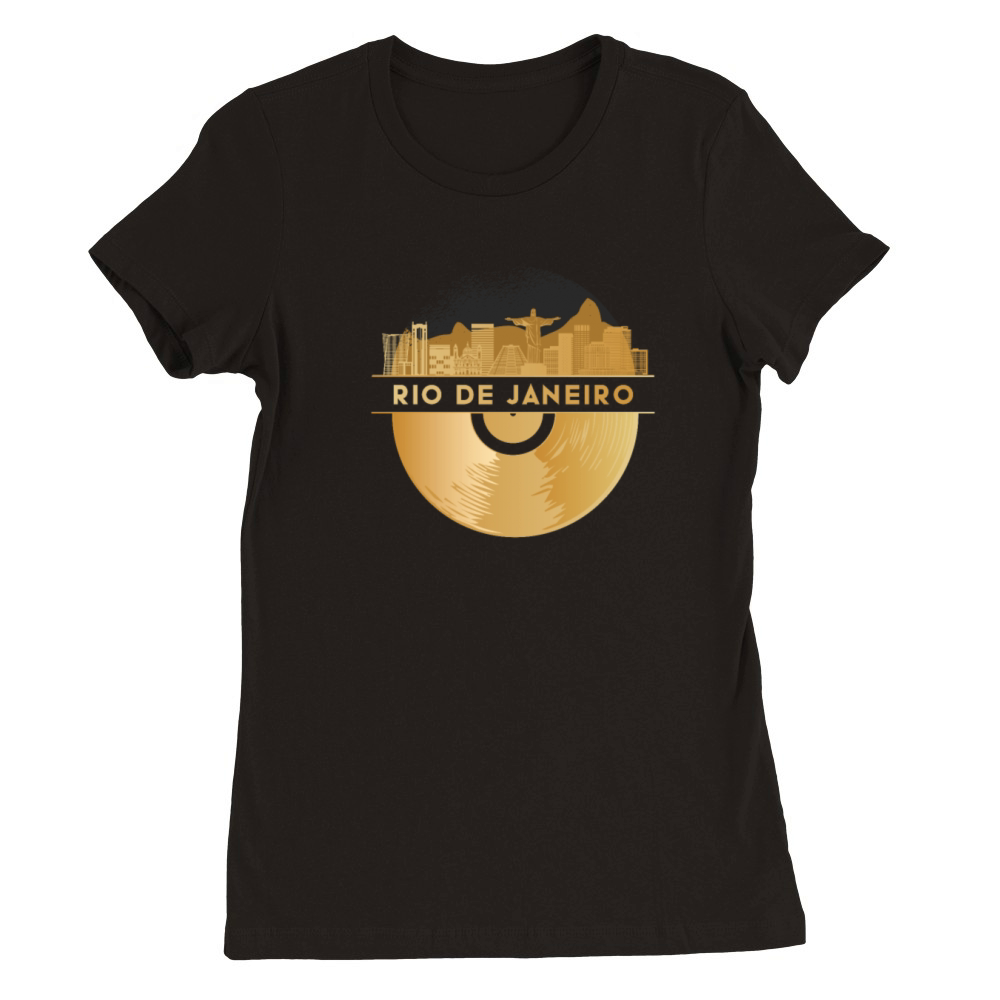 Vinyl-Record-Player Disco-Music Skyline Premium Womens Crewneck T-shirt