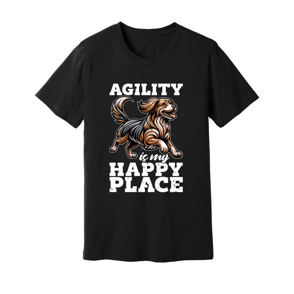 Dog Agility Is My Happy Place Loves Agility Sport Unisex Jersey Tee
