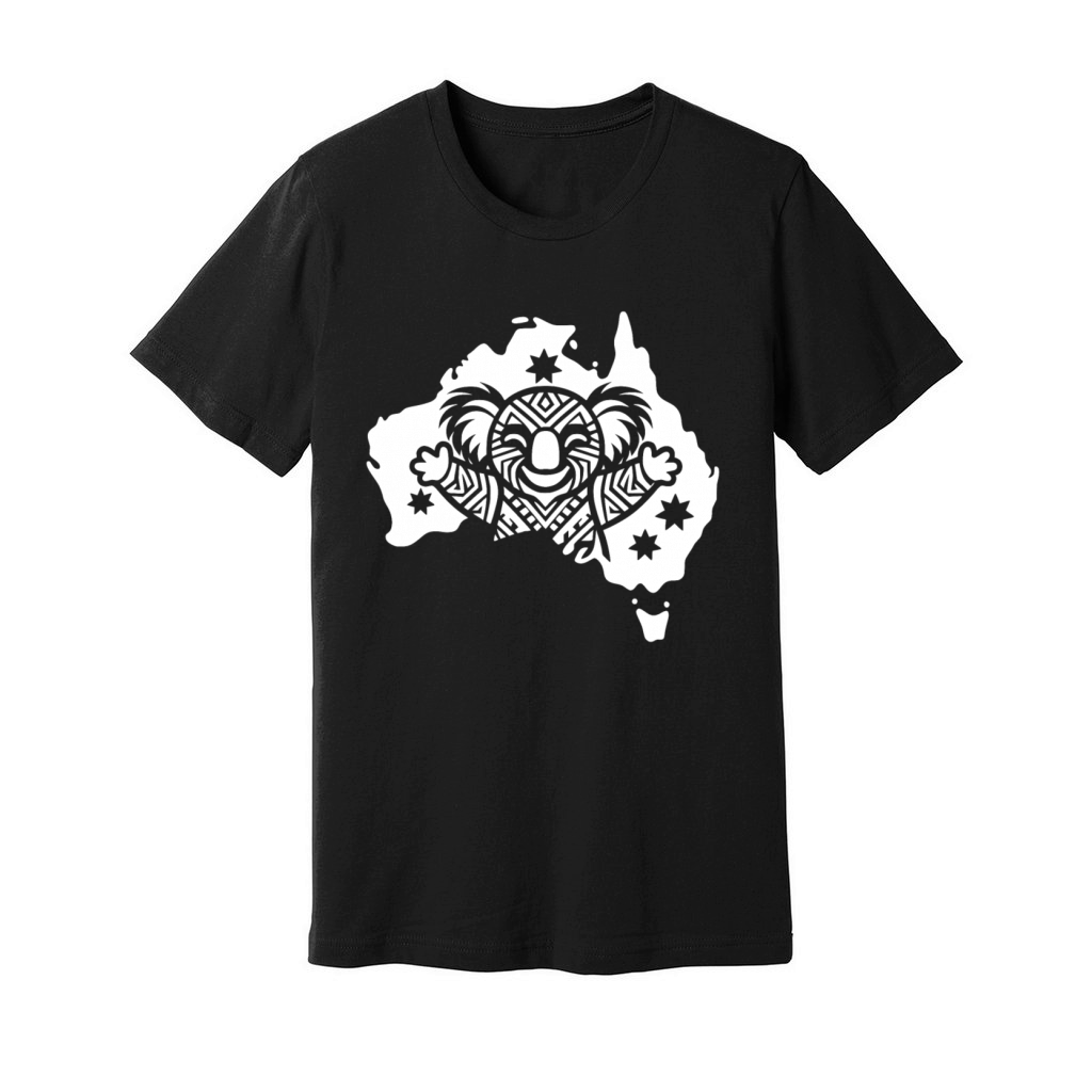 Happy Australian Koala Continent Tattoo Style Unisex Jersey Tee