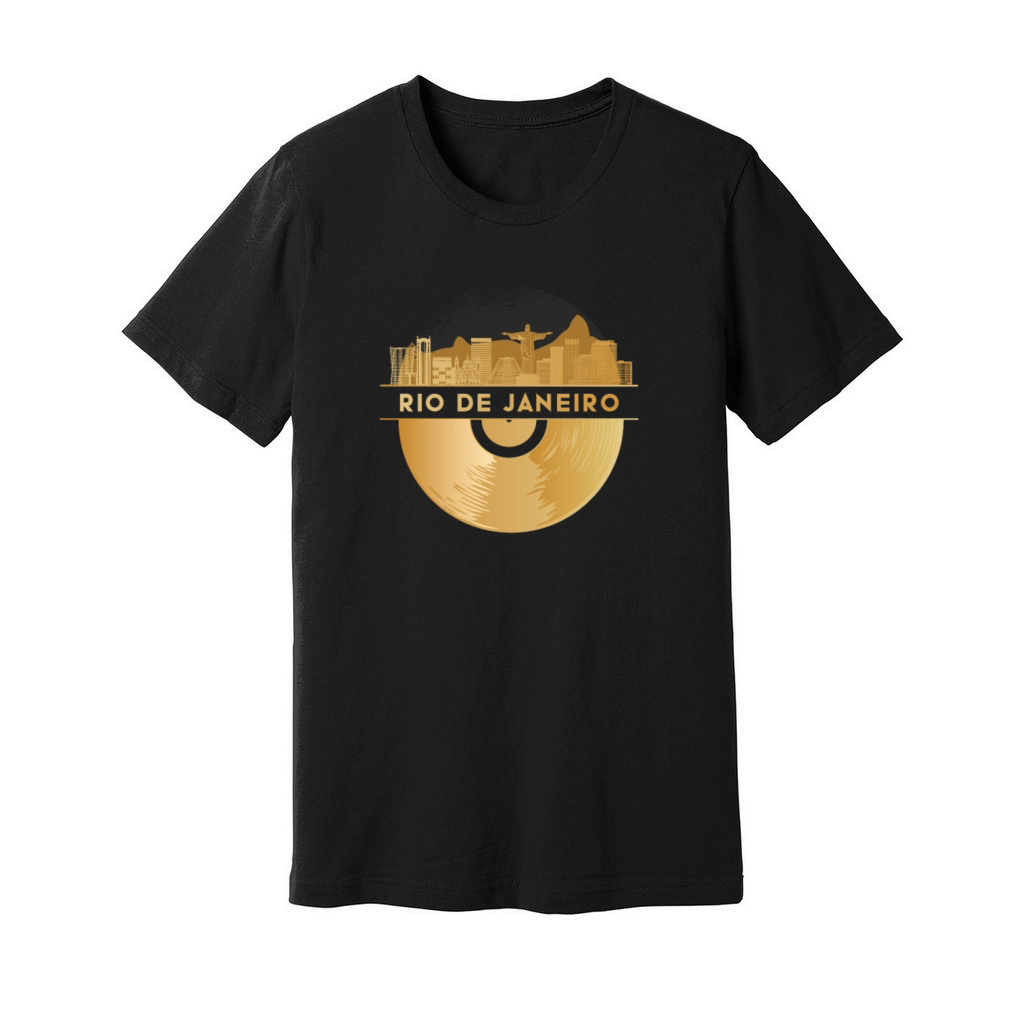Vinyl-Record-Player Disco-Music Skyline Unisex Jersey Tee