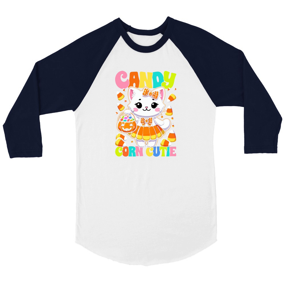 candy corn cutie Unisex ¾ sleeve Raglan T-shirt