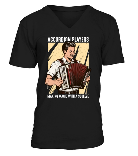 Accordion Players Making Magic Wind Instrument V-Neck T-shirt