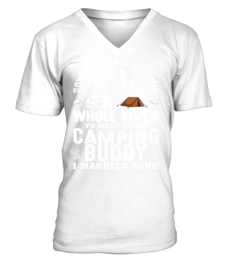 Vintage Mountains Camping Buddy Married Mine V-Neck T-shirt