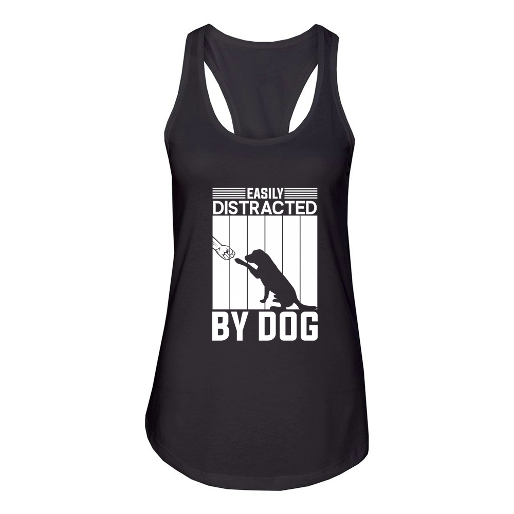 Easily distracted by dog 03 Women's Racerback Tank