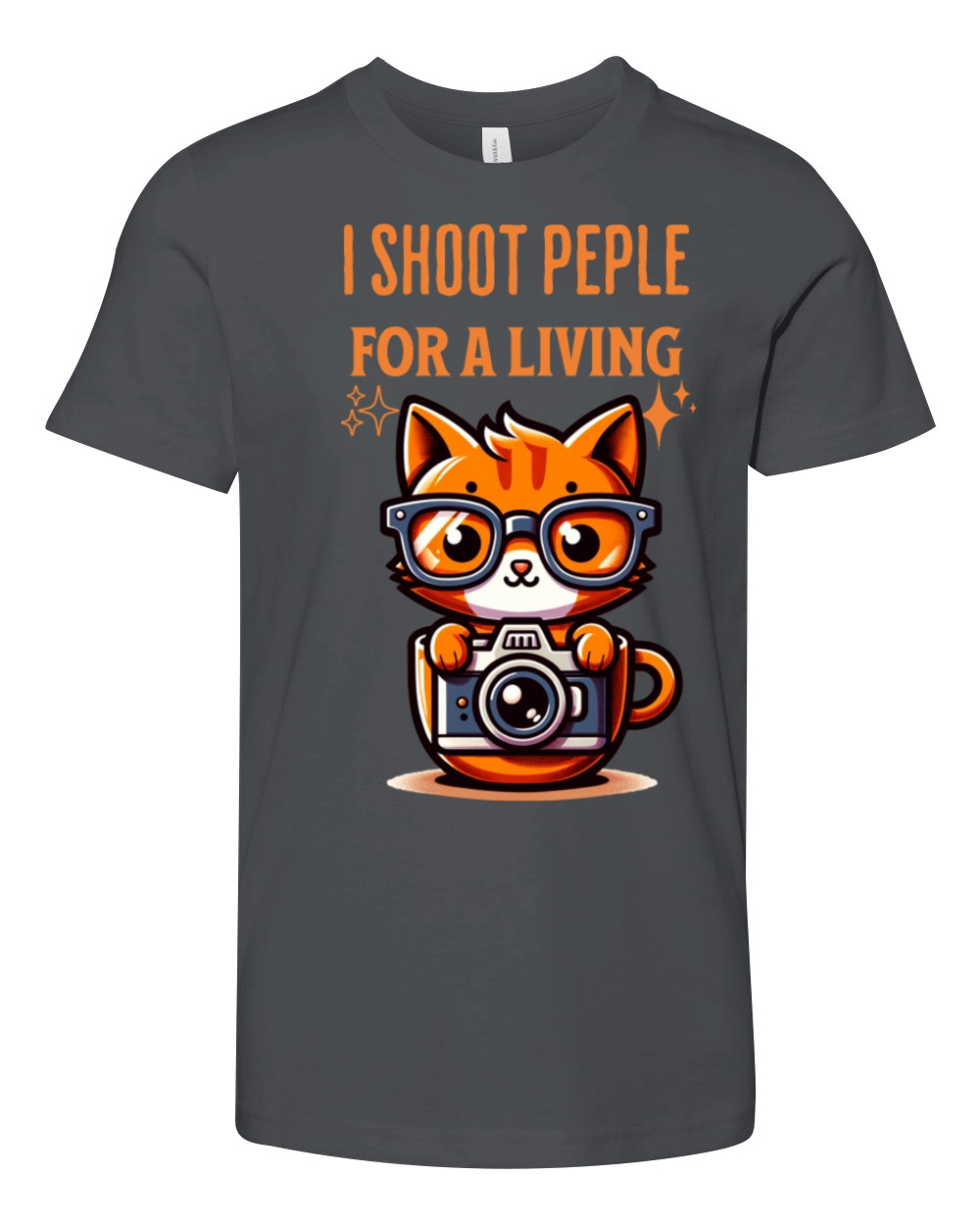 Cute cat Photographer-I Shoot People for a Living Youth Unisex Jersey Tee